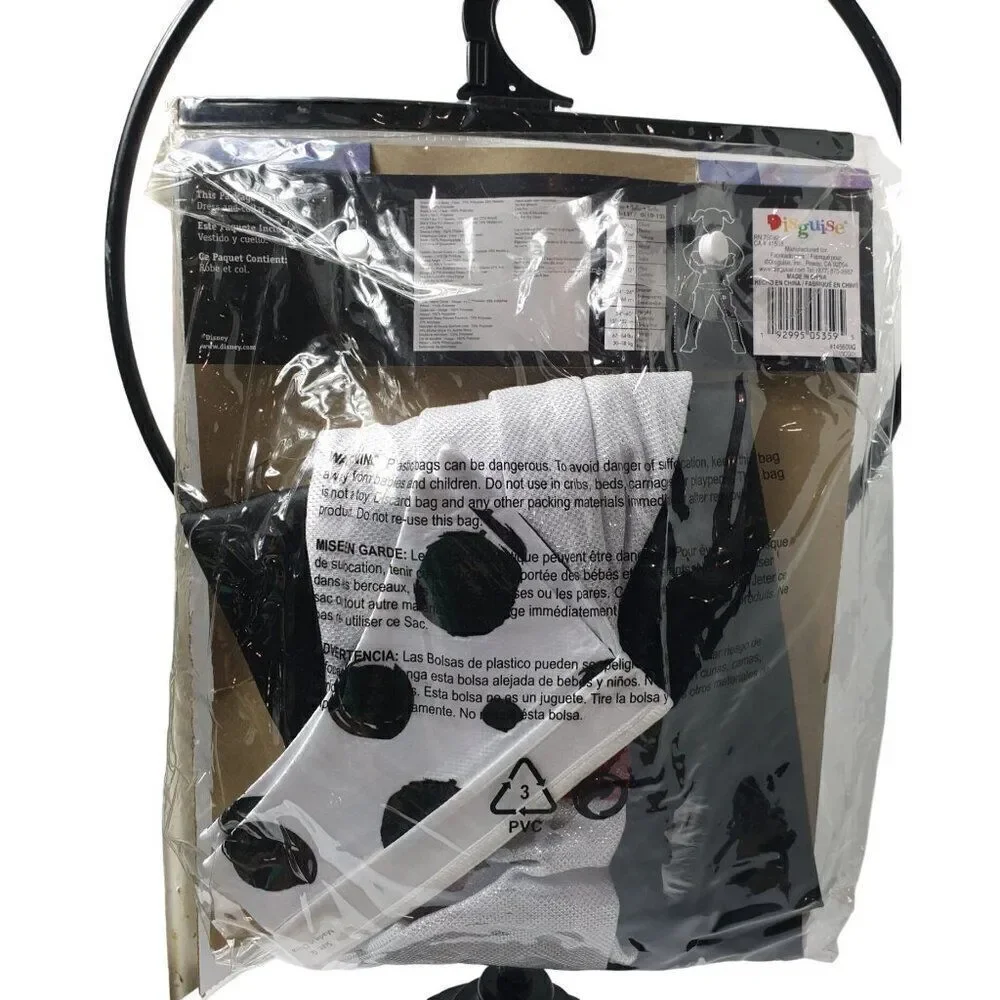 Girls Disney Villains Cruella De Vil Costume Dalmations Style Black & White Lg